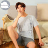 Summer Knitted Cotton Short Sleeved Men's Pajamas Sets Male Pajama Set Letter Pajama For Men Sleepwear Suit Homewear Size XXXL