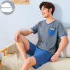 Summer Knitted Cotton Short Sleeved Men's Pajamas Sets Male Pajama Set Letter Pajama For Men Sleepwear Suit Homewear Size XXXL