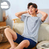 Summer Knitted Cotton Short Sleeved Men's Pajamas Sets Male Pajama Set Letter Pajama For Men Sleepwear Suit Homewear Size XXXL