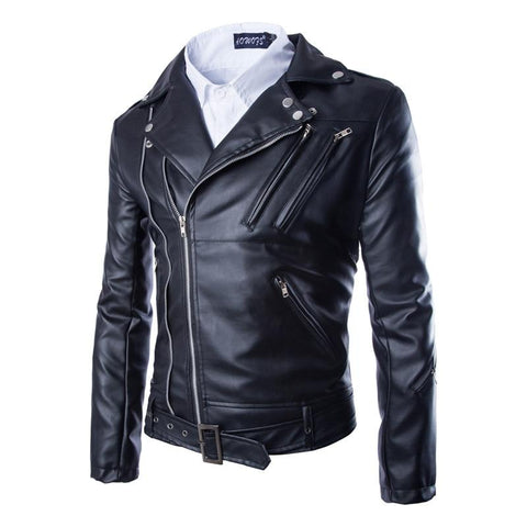 2019 Fashion Casual Slim Men Leather Jacket Zipper Design Mens Leather Jacket PU Leather Jacket Men Jaqueta Couro