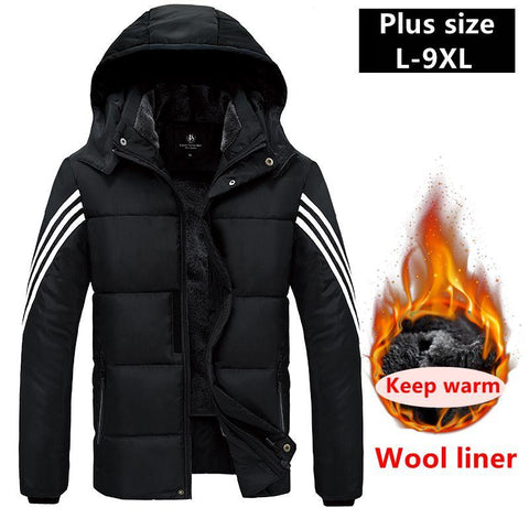 Wool liner Plus Size Winter Parkas 7XL 8XL 9XL Jaket Men Thick jaket Warm Coat Hooded Windbreaker Male Jacket Clothes Overcoat