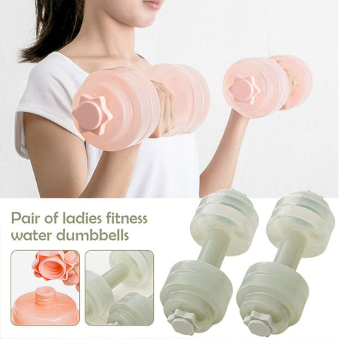 2PC Women Fitness Water Dumbbell Yoga Fitness Thin Arm PE Plastic Water-Filled Dumbbells For Fitness Training