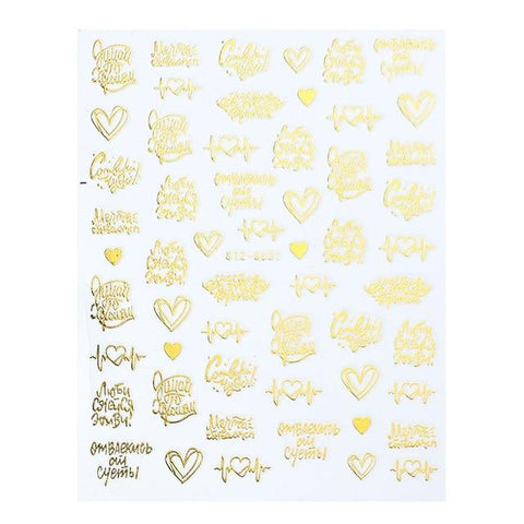 1pcs Nail Sticker Russian Letter Leaf 3D Decals Black Gold Self Adhesive Slider For Nails Art Alphabet Design Decor JISTZG023-31