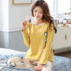 Autumn New Cotton Printing Lapel Top + Long Pant 2 Piece Sets Pajamas Set For Women Cute Sleepwear Girls Pyjama M L XL XXL XXXL