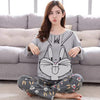 Womens Pajamas Sets Autumn Cotton Printing Lapel Top + Long Pant 2 Piece Sets Pajamas Set For Women Sleepwear Girls Pyjamas Suit