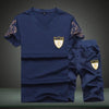 2019 Fashion Summer 2PC Top Short Set Mens Stand Collar 2 Pieces T-shirt Shorts Fitness Suits Tracksuit Brand Sportsuits Set Men