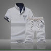 2019 Fashion Summer 2PC Top Short Set Mens Stand Collar 2 Pieces T-shirt Shorts Fitness Suits Tracksuit Brand Sportsuits Set Men