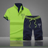 2019 Fashion Summer 2PC Top Short Set Mens Stand Collar 2 Pieces T-shirt Shorts Fitness Suits Tracksuit Brand Sportsuits Set Men