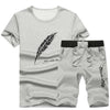 2019 Fashion Summer 2PC Top Short Set Mens Stand Collar 2 Pieces T-shirt Shorts Fitness Suits Tracksuit Brand Sportsuits Set Men