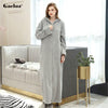 Gacloz Lovers Hooded Bathrobe Plus Size Flannel Sleepwear Winter Zip Robe Women Men Long Nightgown Bath Robe badjas