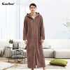 Gacloz Lovers Hooded Bathrobe Plus Size Flannel Sleepwear Winter Zip Robe Women Men Long Nightgown Bath Robe badjas