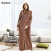 Gacloz Lovers Hooded Bathrobe Plus Size Flannel Sleepwear Winter Zip Robe Women Men Long Nightgown Bath Robe badjas