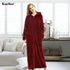 Gacloz Lovers Hooded Bathrobe Plus Size Flannel Sleepwear Winter Zip Robe Women Men Long Nightgown Bath Robe badjas