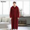 Gacloz Lovers Hooded Bathrobe Plus Size Flannel Sleepwear Winter Zip Robe Women Men Long Nightgown Bath Robe badjas