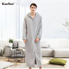 Gacloz Lovers Hooded Bathrobe Plus Size Flannel Sleepwear Winter Zip Robe Women Men Long Nightgown Bath Robe badjas