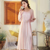 Spring Retro Sweet and Lovely Flounced Nightgown Women Long-sleeve Loose Solid Color Sexy Sleepwear Cotton Home Sleeping Dress