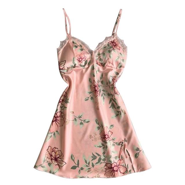Night Dress Nightgown Sexy Nightwear Vintage Floral Print Camisola Lin basicutensils Night Dress Nightgown Sexy Nightwear Vintage Floral Print Camisola Lin basicutensils