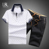 Summer Mens Polo Shirt Short Sleeve Polka Dot Polo+Shorts Suit Male Jersey Breathable 2PC Top Shorts Sets Fitness Sportsuits Men