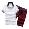 Summer Mens Polo Shirt Short Sleeve Polka Dot Polo+Shorts Suit Male Jersey Breathable 2PC Top Shorts Sets Fitness Sportsuits Men