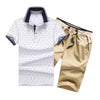 Summer Mens Polo Shirt Short Sleeve Polka Dot Polo+Shorts Suit Male Jersey Breathable 2PC Top Shorts Sets Fitness Sportsuits Men