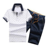 Summer Mens Polo Shirt Short Sleeve Polka Dot Polo+Shorts Suit Male Jersey Breathable 2PC Top Shorts Sets Fitness Sportsuits Men