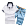 Summer Mens Polo Shirt Short Sleeve Polka Dot Polo+Shorts Suit Male Jersey Breathable 2PC Top Shorts Sets Fitness Sportsuits Men