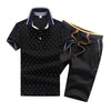 Summer Mens Polo Shirt Short Sleeve Polka Dot Polo+Shorts Suit Male Jersey Breathable 2PC Top Shorts Sets Fitness Sportsuits Men