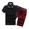 Summer Mens Polo Shirt Short Sleeve Polka Dot Polo+Shorts Suit Male Jersey Breathable 2PC Top Shorts Sets Fitness Sportsuits Men