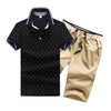 Summer Mens Polo Shirt Short Sleeve Polka Dot Polo+Shorts Suit Male Jersey Breathable 2PC Top Shorts Sets Fitness Sportsuits Men