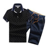 Summer Mens Polo Shirt Short Sleeve Polka Dot Polo+Shorts Suit Male Jersey Breathable 2PC Top Shorts Sets Fitness Sportsuits Men