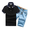 Summer Mens Polo Shirt Short Sleeve Polka Dot Polo+Shorts Suit Male Jersey Breathable 2PC Top Shorts Sets Fitness Sportsuits Men