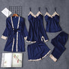 Pajama Sets Women pajamas nightgown Silk like sleepwear for women Robes babydolls women pajamas set 5pcs/set pajamas lingerie