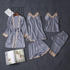 Pajama Sets Women pajamas nightgown Silk like sleepwear for women Robes babydolls women pajamas set 5pcs/set pajamas lingerie