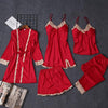 Pajama Sets Women pajamas nightgown Silk like sleepwear for women Robes babydolls women pajamas set 5pcs/set pajamas lingerie