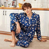 CEARPION Men Pajama Set Soft Cozy Nightgown Bathrobe 2Pcs Sleepwear Long Style Casual Home Cloth Lounge Shirt&Pants Kits