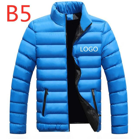 B5 Men's Custom Velvet Thicken Coats Logo Solid Color Duck Down Men Winter Jacket Regular Man Outdoor Wear Male Snow Warm Zipper