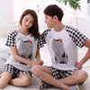 MISSKY Men Women Lovers Pajama Sets Summer Cute Cartoon Breathable Milk Silk  Home Wear Set Female Sleepwear