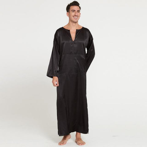 Autumn Summer Long-sleeved Thin Section Silk Head Men's Long Nightgown Home Service Wholesale Free Ship Ð¿Ð¸Ð¶Ð°Ð¼Ð° Ð¼ÑƒÐ¶ÑÐºÐ°Ñ Z4