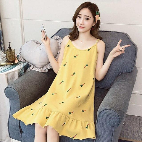 Summer Cotton Sleepwear Women Sleeveless Nightdress Women Cotton Ladies Nightgown Sexy Nightwear Plus Size Home Dress Sleep 3XL