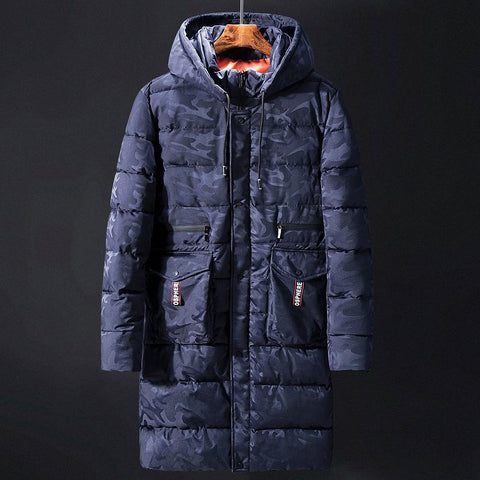 6XL 8XL 10XL Camouflage Winter Men Parkas Casual  Long Jacket Outwear Thicken Warm Hooded Outwear Coat Windproof Blue Deep grey