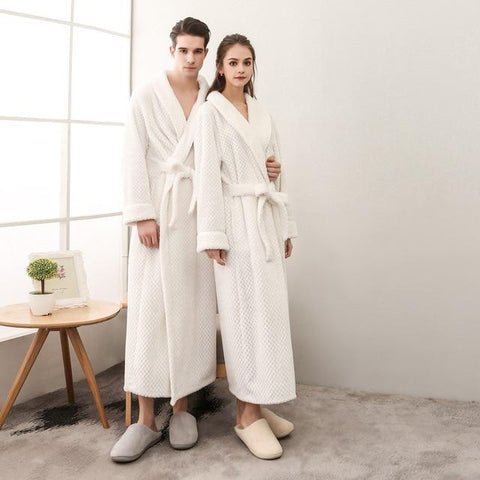 Winter Thick Warm Female Kimono Robe Lovers Couple Nightgown Bath Gown Sleepwear Large Long Nightwear M XL XXL