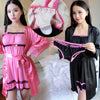 Women Nightwear Autumn Sexy pajamas with Chest Pads Robes Sets Satin Sleepwear Nightdress + Bathrobe Gown 3 Pieces Pajamas