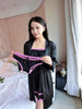 Women Nightwear Autumn Sexy pajamas with Chest Pads Robes Sets Satin Sleepwear Nightdress + Bathrobe Gown 3 Pieces Pajamas