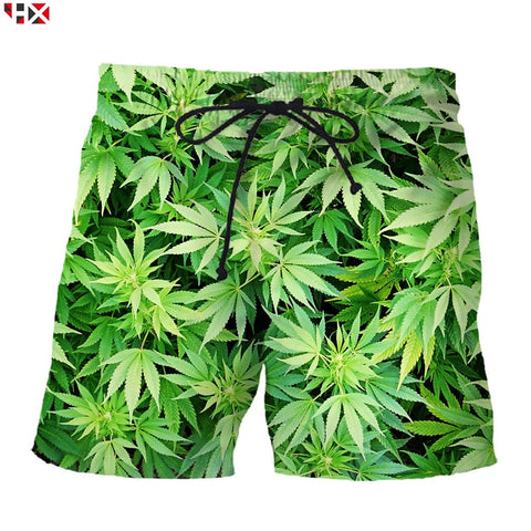 2019 Hot Sale Fashion Plant Leaves 3D Print Harajuku Men Shorts Streetwear Mens Board Shorts Men/Women  Shorts X77