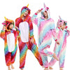 Kigurumi Unicorn Pajamas Flannel Animal Family Matching Pajamas Outfits Winter Panda Pyjamas Onesie Mother Dad Kids Sleepwear