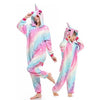 Kigurumi Unicorn Pajamas Flannel Animal Family Matching Pajamas Outfits Winter Panda Pyjamas Onesie Mother Dad Kids Sleepwear