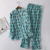Korea Cute cartoon 100% cotton pyjamas women pajamas sets autumn 100% Brushed cotton winter warm women sleepwear pijamas mujer
