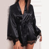 2019 New Hot Sexy Lingerie Silk Lace Black Kimono Intimate Sleepwear Robe Night Gown Loose Female Bathrobes  W3