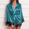2019 New Hot Sexy Lingerie Silk Lace Black Kimono Intimate Sleepwear Robe Night Gown Loose Female Bathrobes  W3