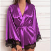 2019 New Hot Sexy Lingerie Silk Lace Black Kimono Intimate Sleepwear Robe Night Gown Loose Female Bathrobes  W3